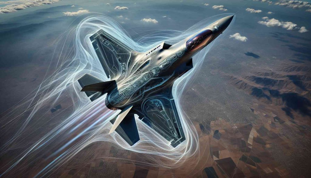 An ultra-detailed, high definition image illustrating the high maneuverability of the F-35 fighter jet mid-air as it performs a series of complex flight maneuvers, including sharp turns, rapid ascents, and swift descents.
