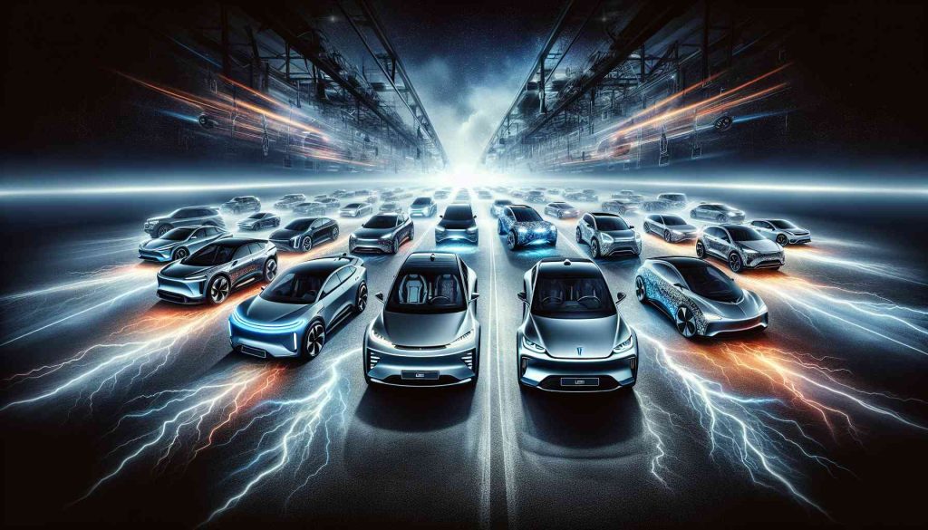 An impactful high-definition image showcasing the game-changing electric SUVs of the year. The vehicles are arrayed in a panoramic view, evoking a sense of awe and excitement. Each car boasts futuristic design elements representative of the pinnacle of EV technology. The environment around them crackles with an electrified atmosphere, symbolizing the transformative power of electric vehicles on the automotive landscape.