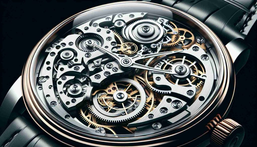 A highly detailed, realistic, high-definition image of the intricate innards of a luxury Swiss timepiece, emphasizing the finely crafted movements, the delicate balance wheel, meticulously arranged gears, and exceptional finish. This is an exploration into the heart of the watch, providing a deeper understanding of its complexity and precision craftsmanship.