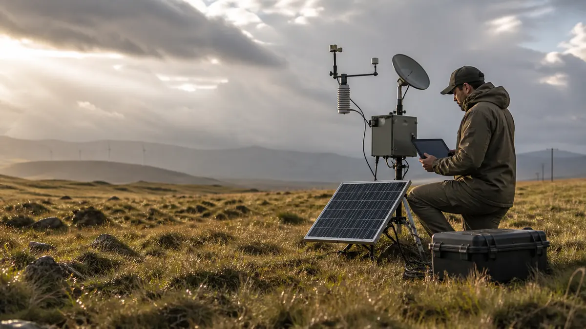Field team using connected equipment at a remote operational site